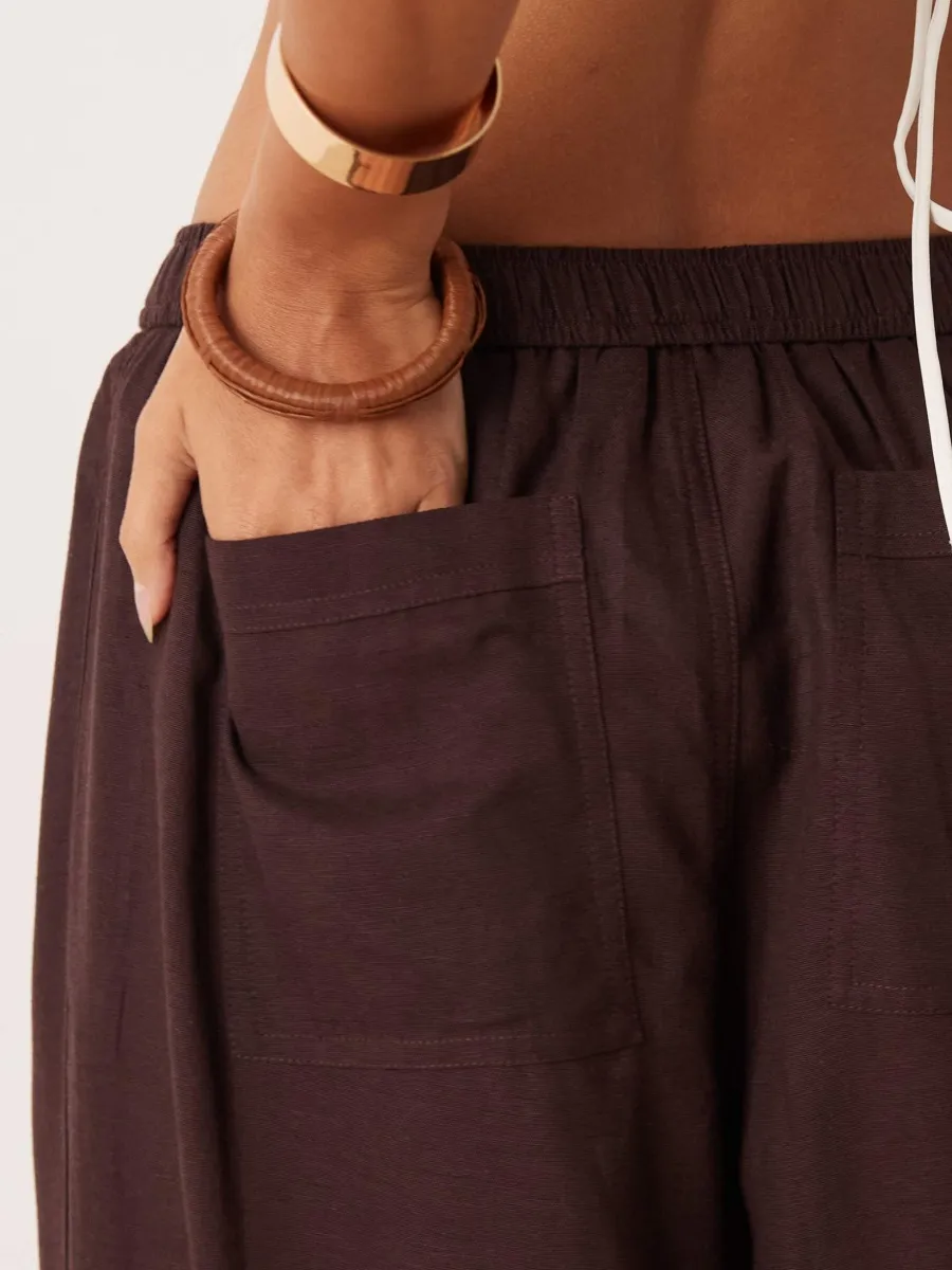 Elasticized Waistband Wide Leg Pants