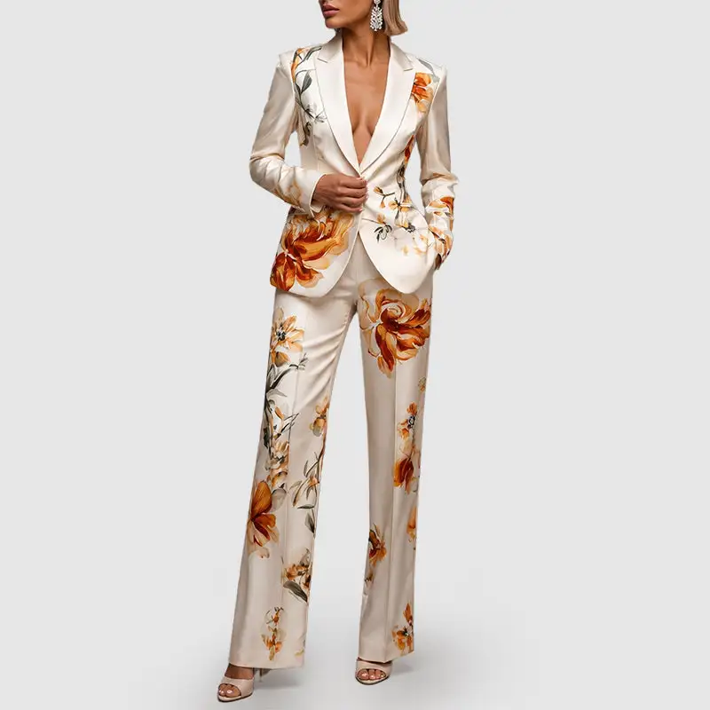 Women's Floral Print Tailored Suit Set