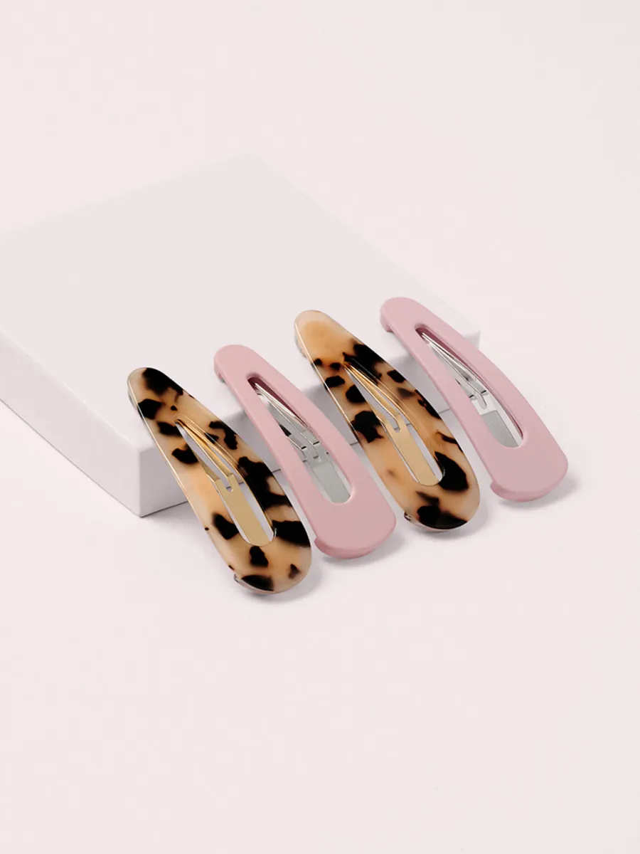 Mixed-Pattern Hair Clip Set