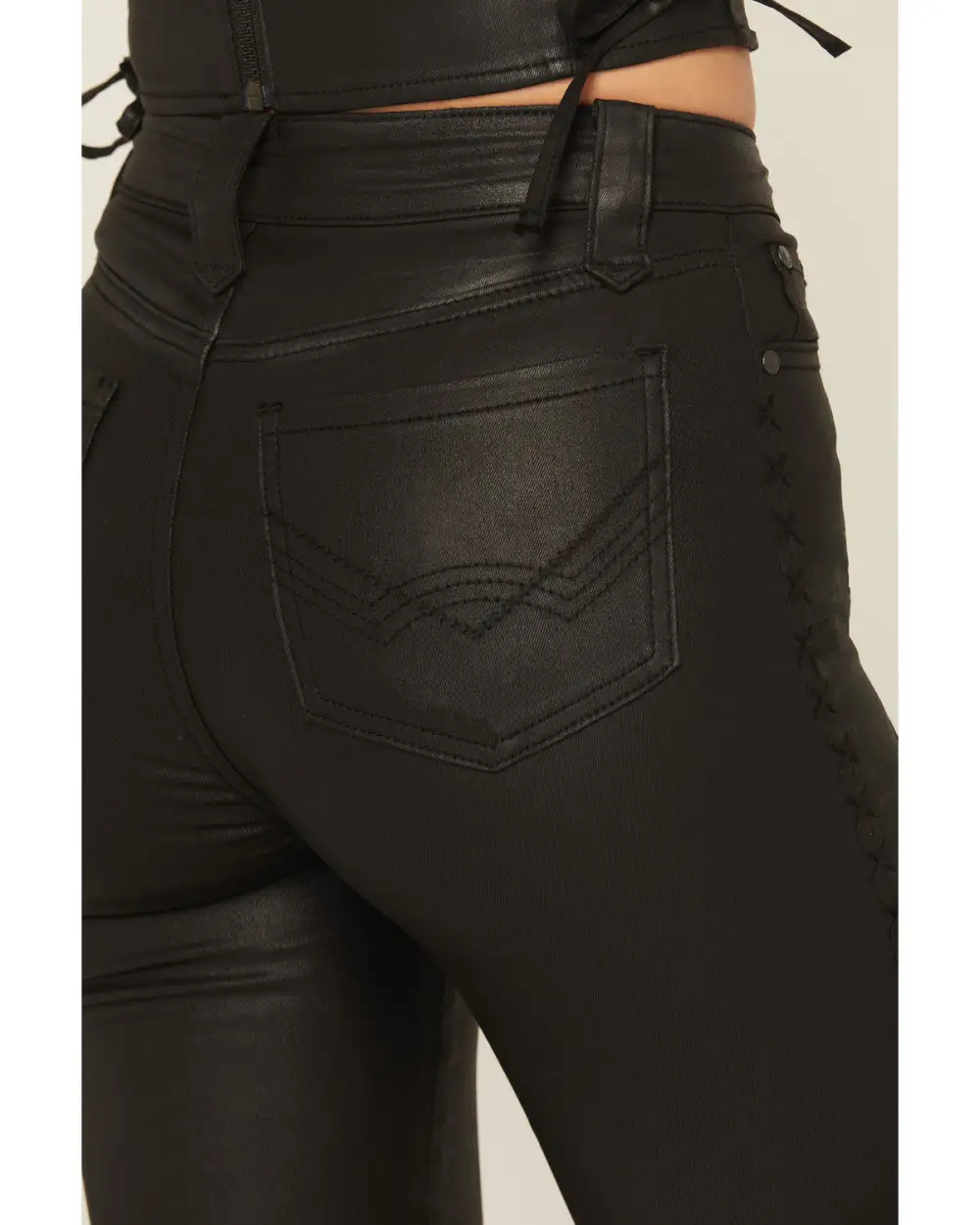 Modern High Rise Bootcut Stretch Denim Coated Jeans