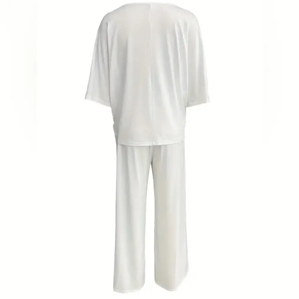 Lounge Set Flowy V-neck Top & Wide-leg Pants For All Party
