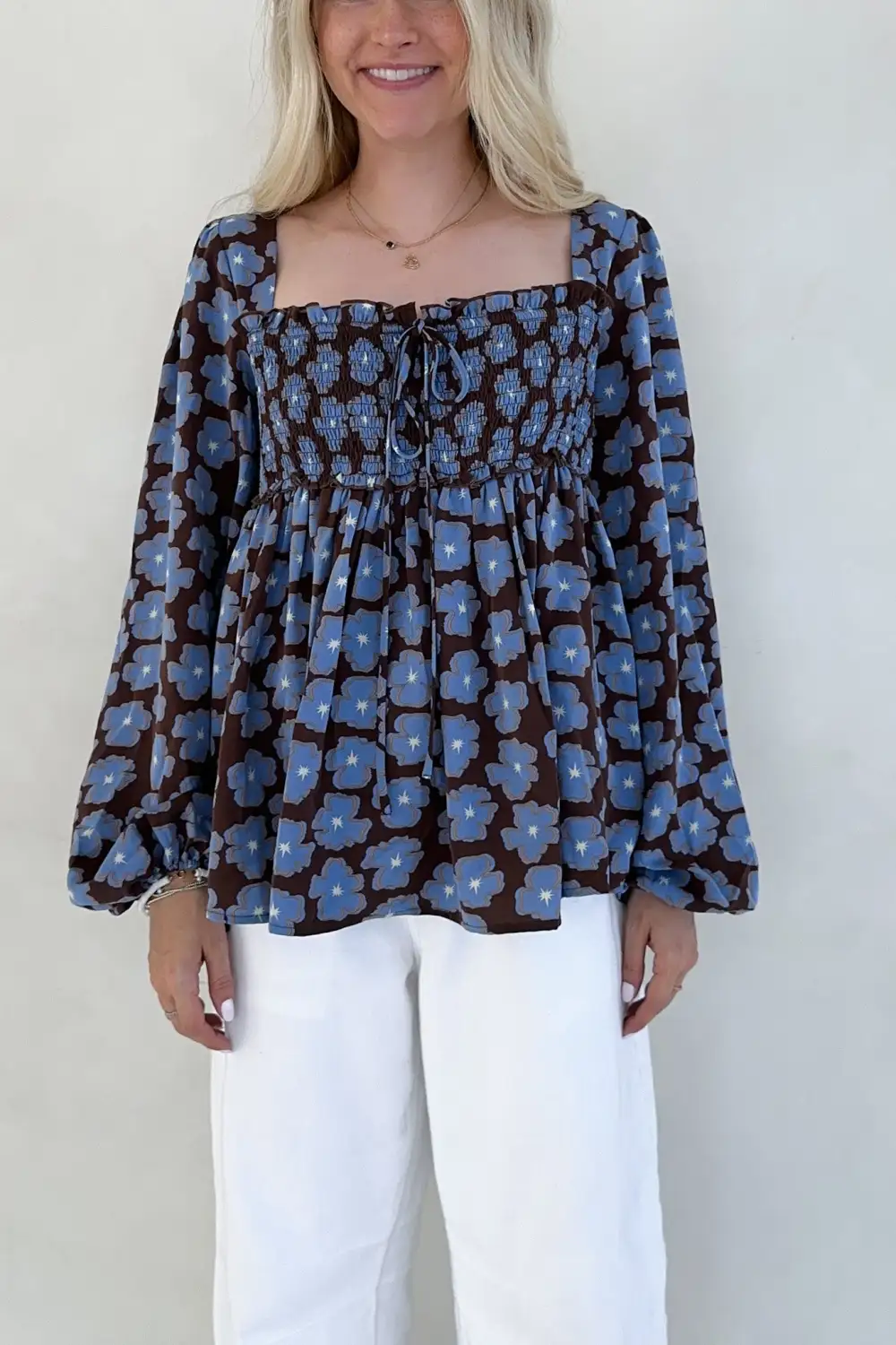 Floral Printed Smocked Top