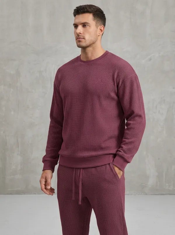 Refined Waffle-Knit Men's Knit Sweater Tracksuit Set