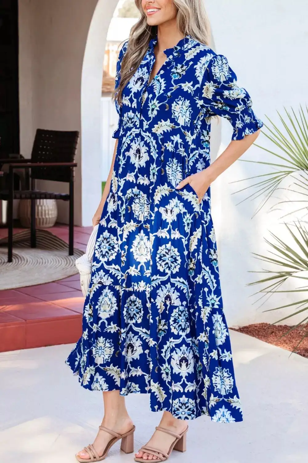 Floral Printed Ruffle Dress Casual