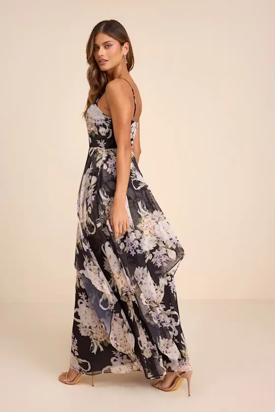 Breigh Black Floral Sleeveless Maxi Dress