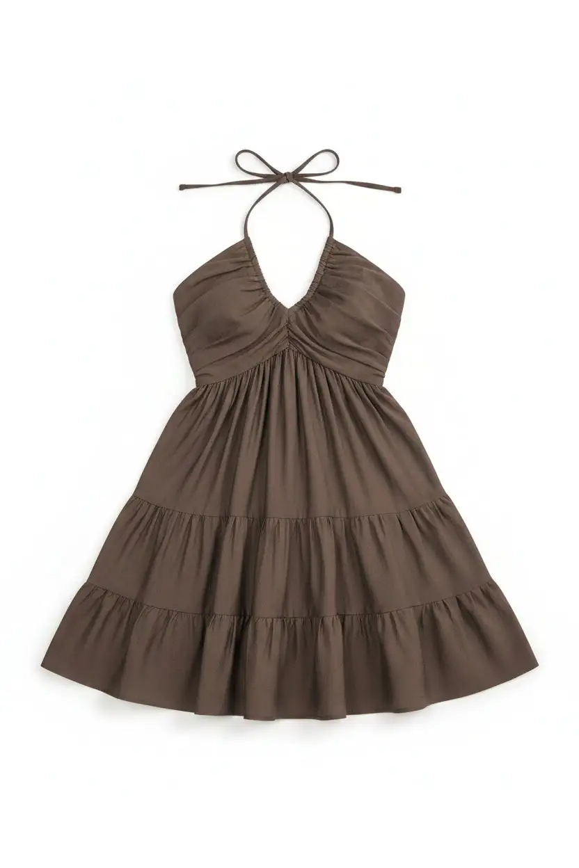 Smocked Halter Neck Tiered Dress