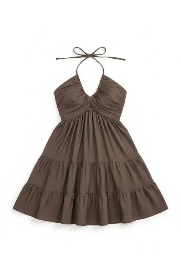 Smocked Halter Neck Tiered Dress