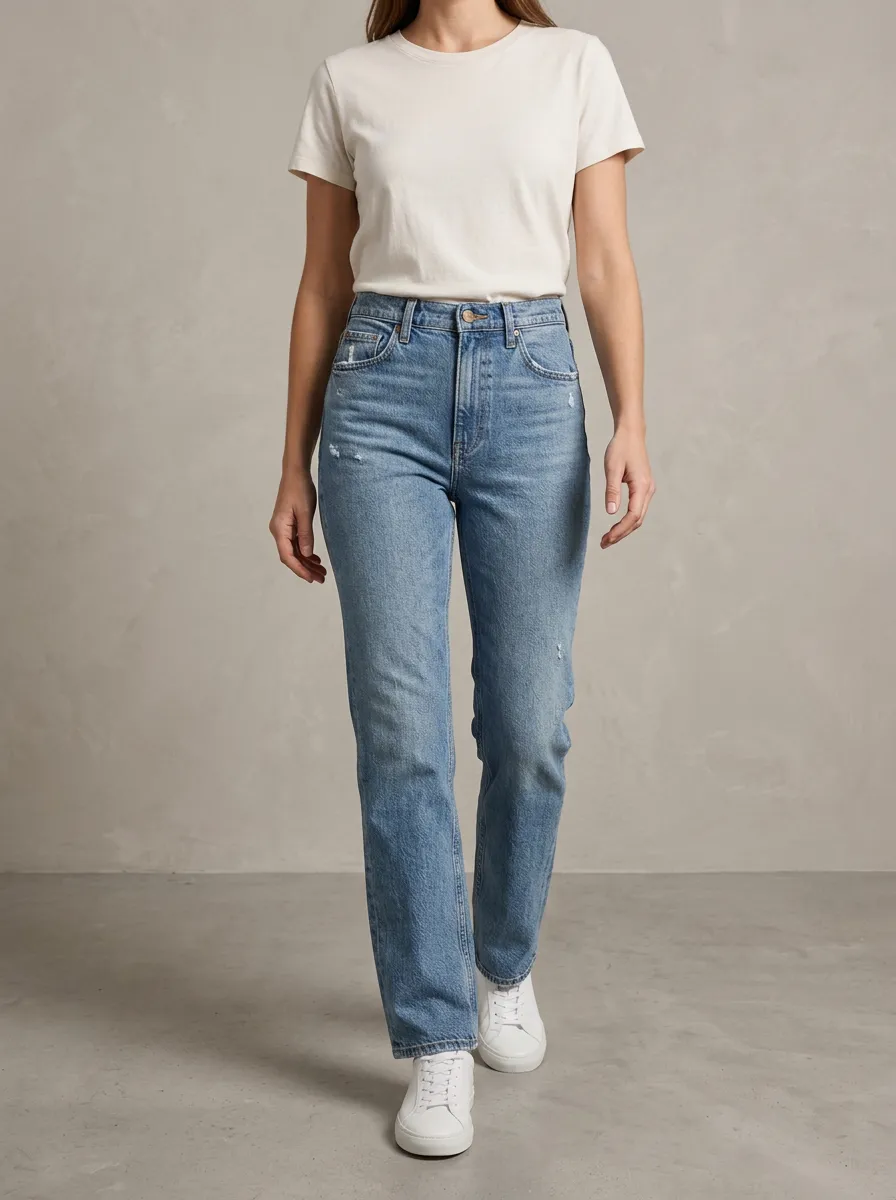 Modern-Casual Distressed Washed Denim Jeans