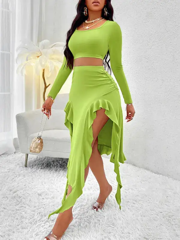 Round Neck Long Sleeve Coordinated Set