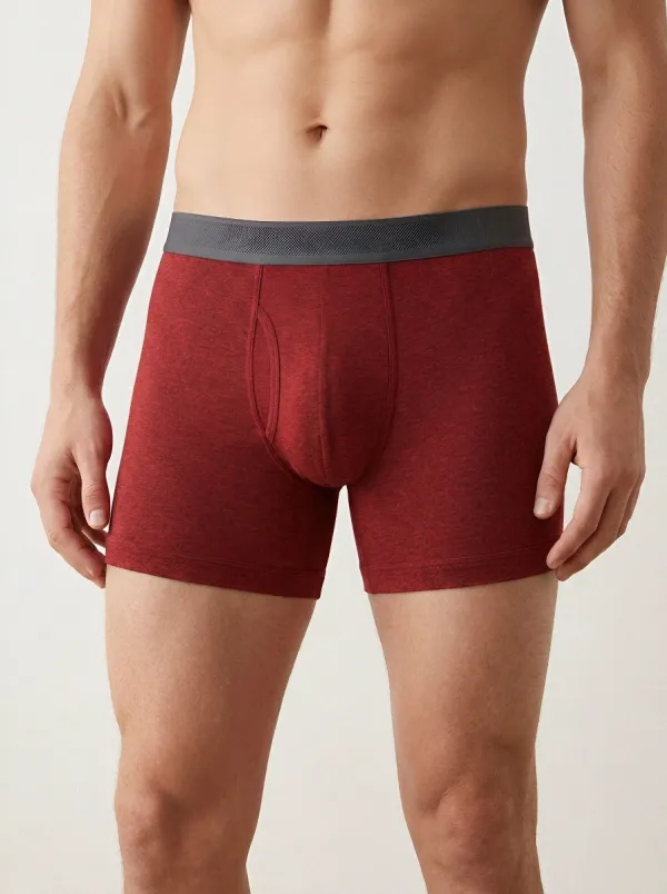 Men's Mixed Color Solid Heather Mid Rise 3-Pack Boxer Briefs