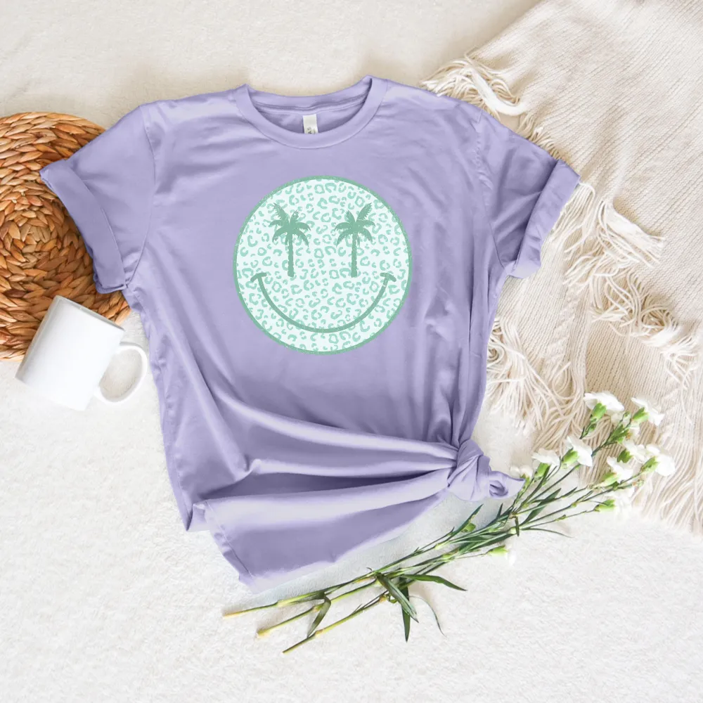 Palm Tree Smiley Graphic Everyday Tee