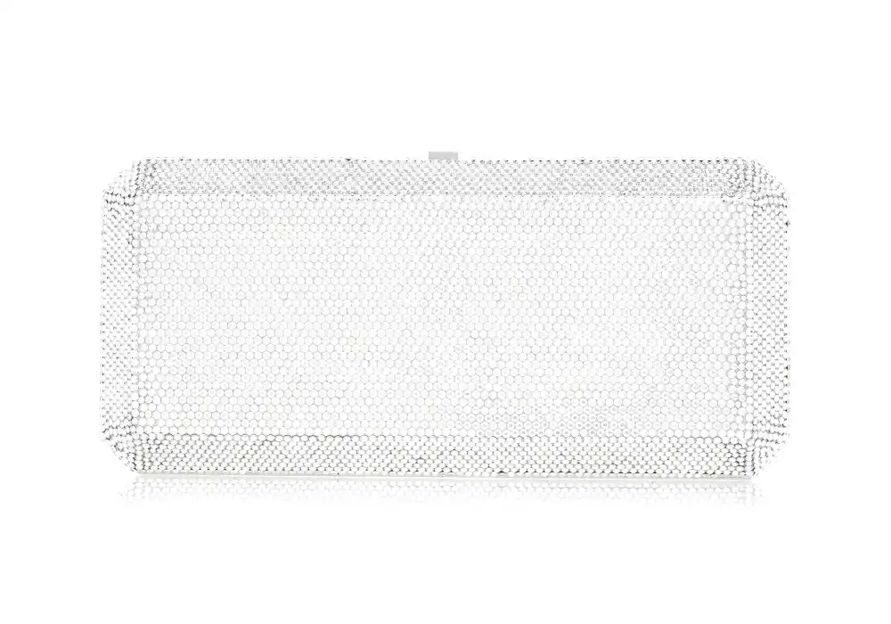 Modern Slim Rectangle Crystal Clutch