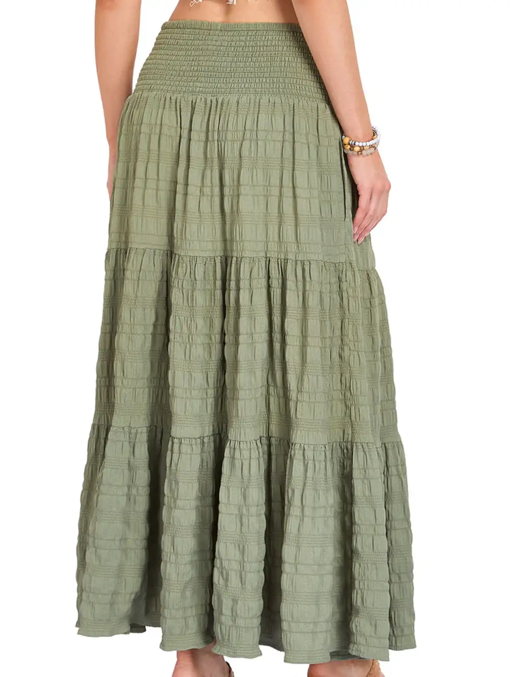 Elastic Waist Pocket Maxi Skirt