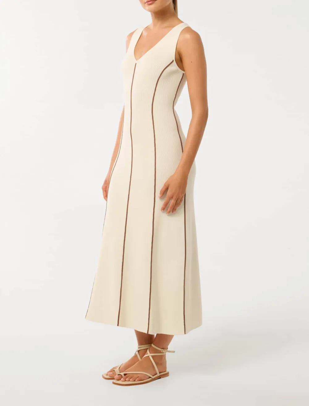Contrast Detail Midi Dress
