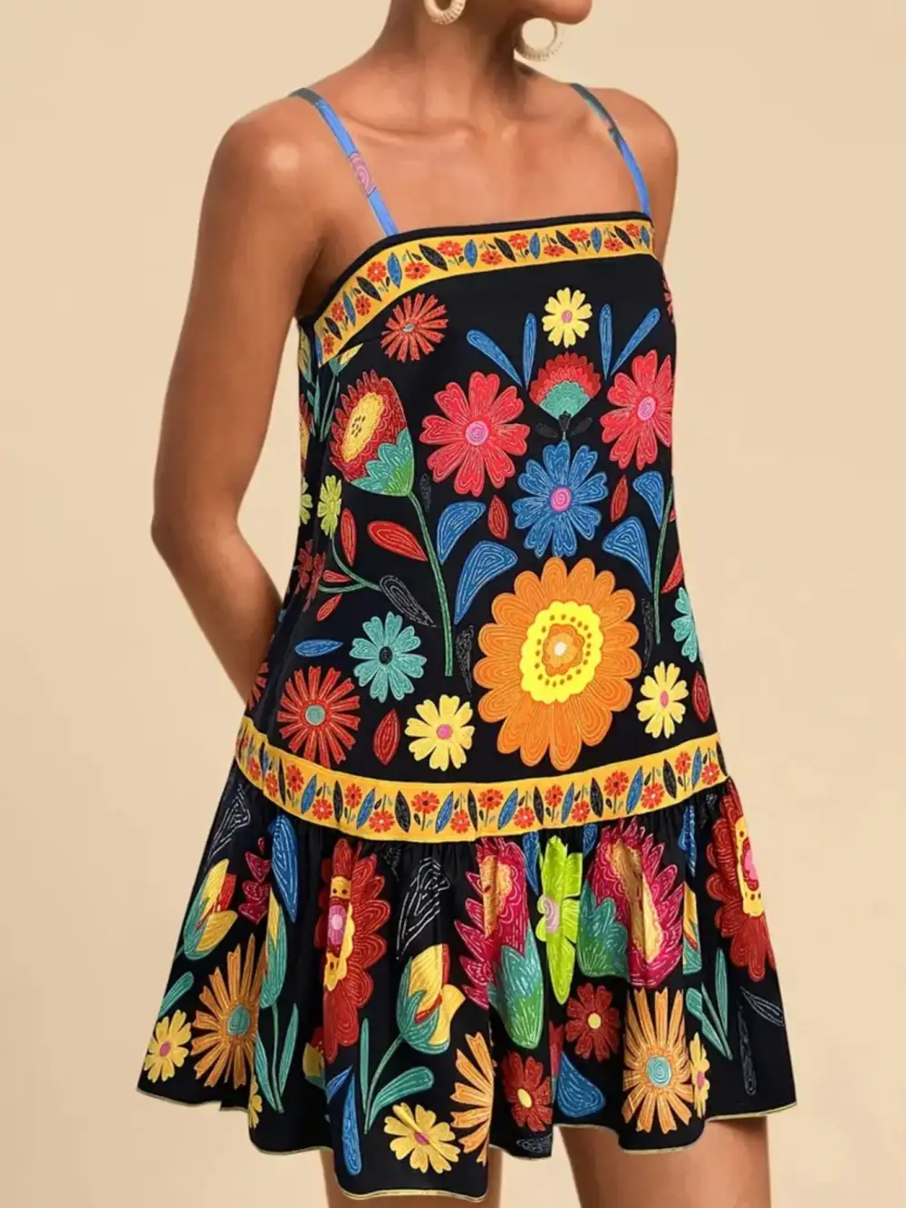 Print Sleeveless Mini Dress