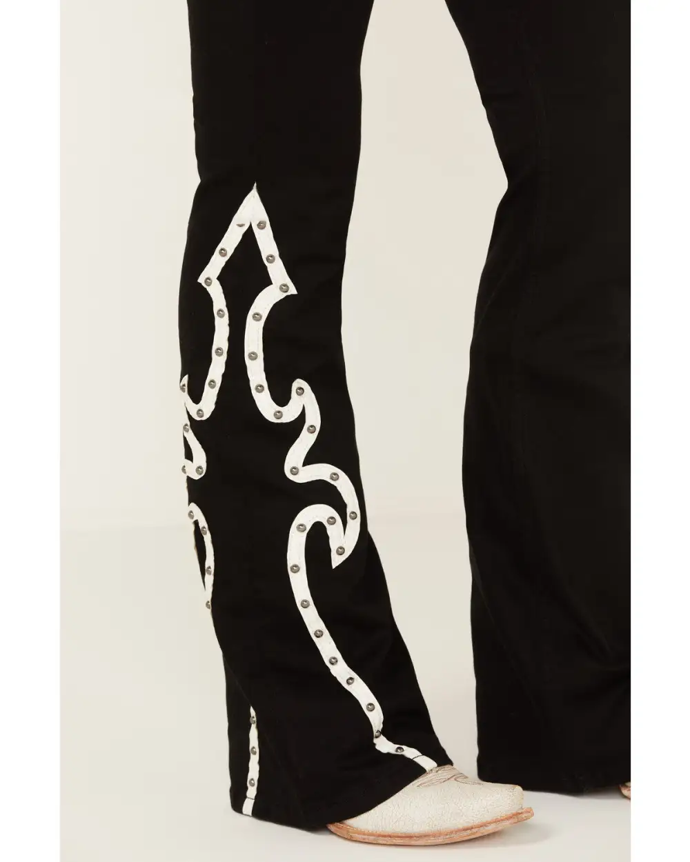 High Rise Bootcut Studded Jeans