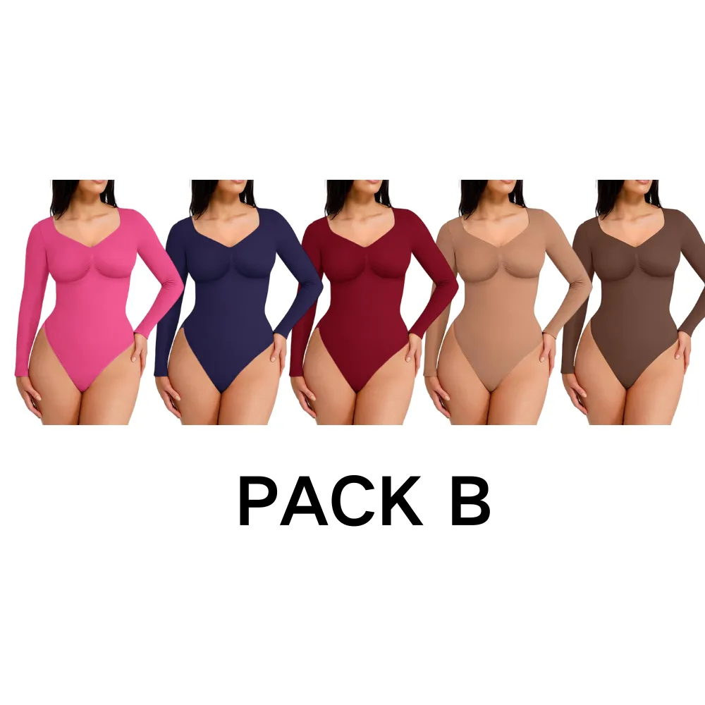 Seamless Sculpt Long Sleeve Thong Comfortable Bodysuit