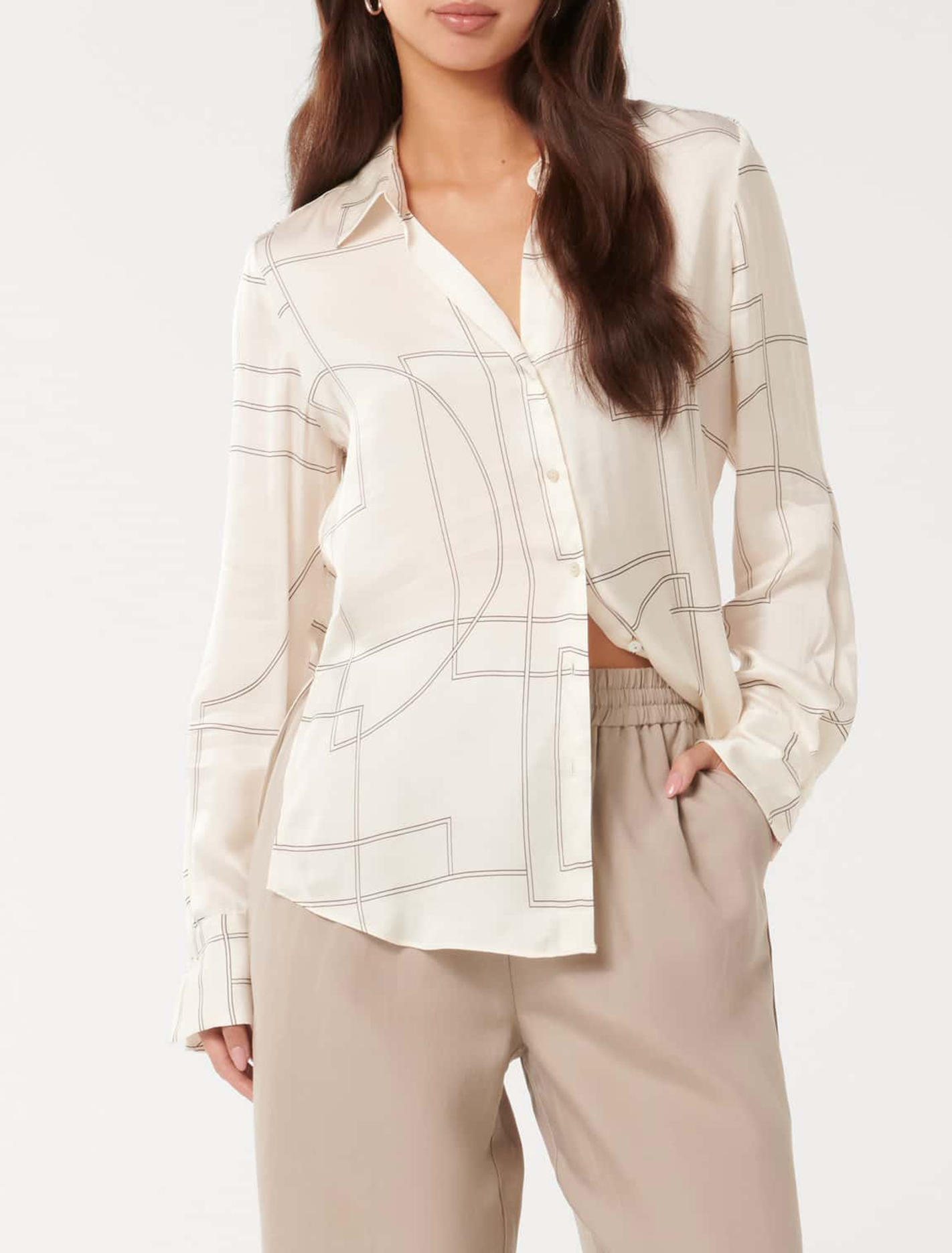 Notched Neck Satin Shirt