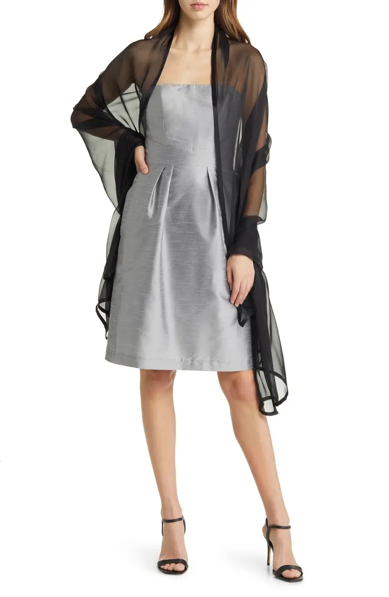 Satin Border Silk Chiffon Scarf