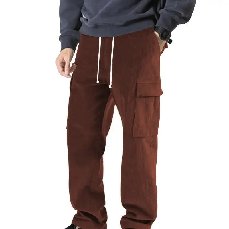 Men's o Cord Cargo Pants Waistband Pockets Cargo Pants