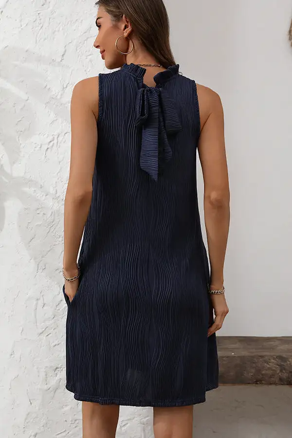 Color Halter Neck Casual Mini Dress