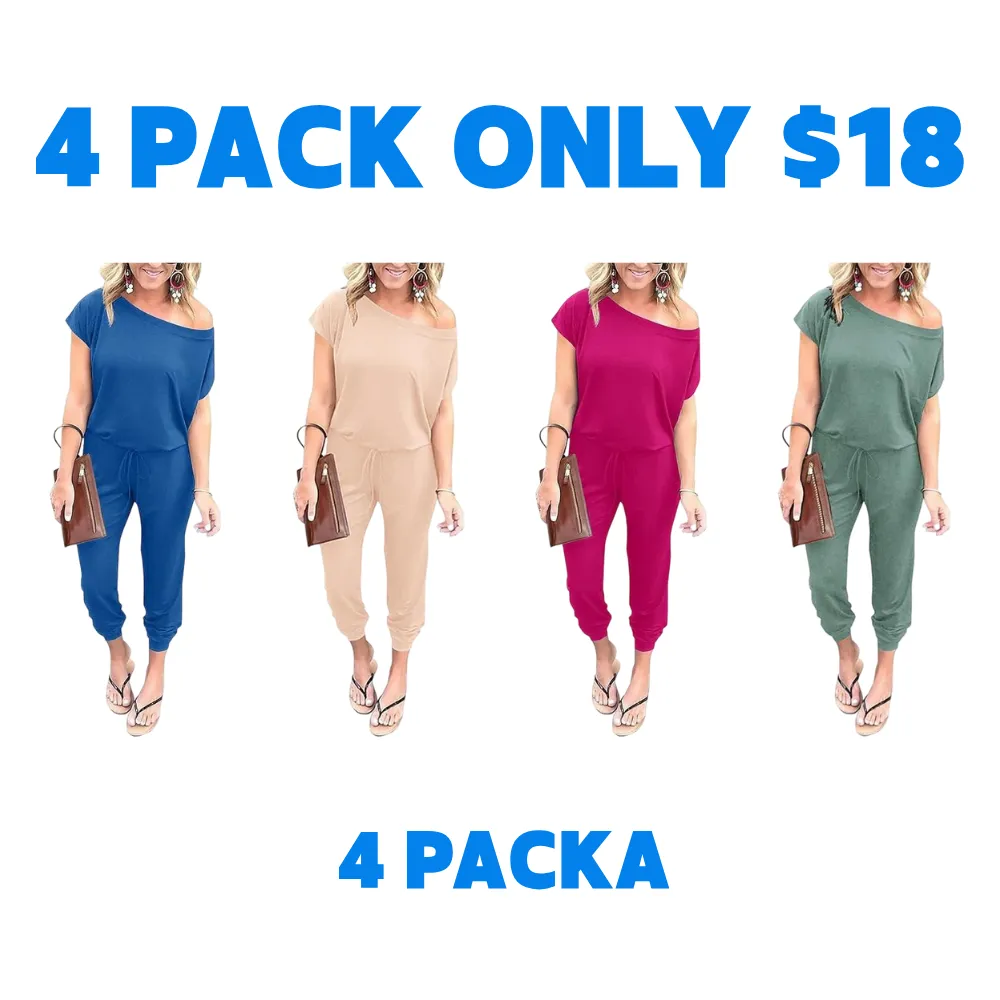 Women's Jumpsuit Off-Shoulder Elastic Waist Stretchy
