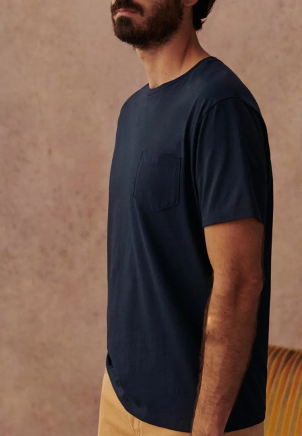 Navy Blue Relaxed Fit Cotton Crew Neck T-Shirt