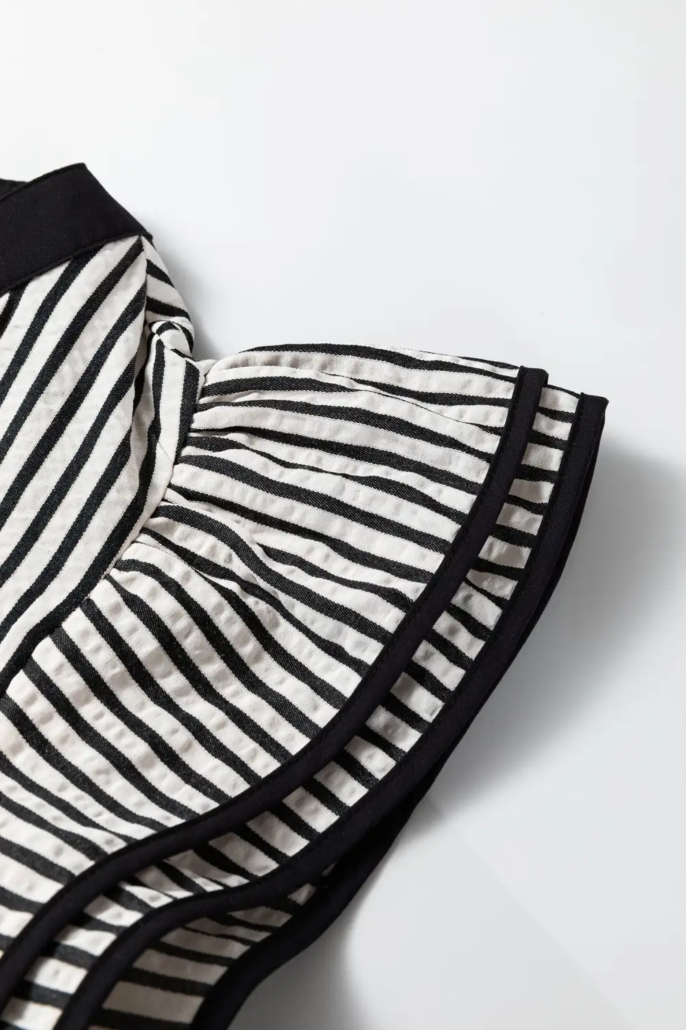 Comfort Fit Striped V Neck Ruffle Midi Dress