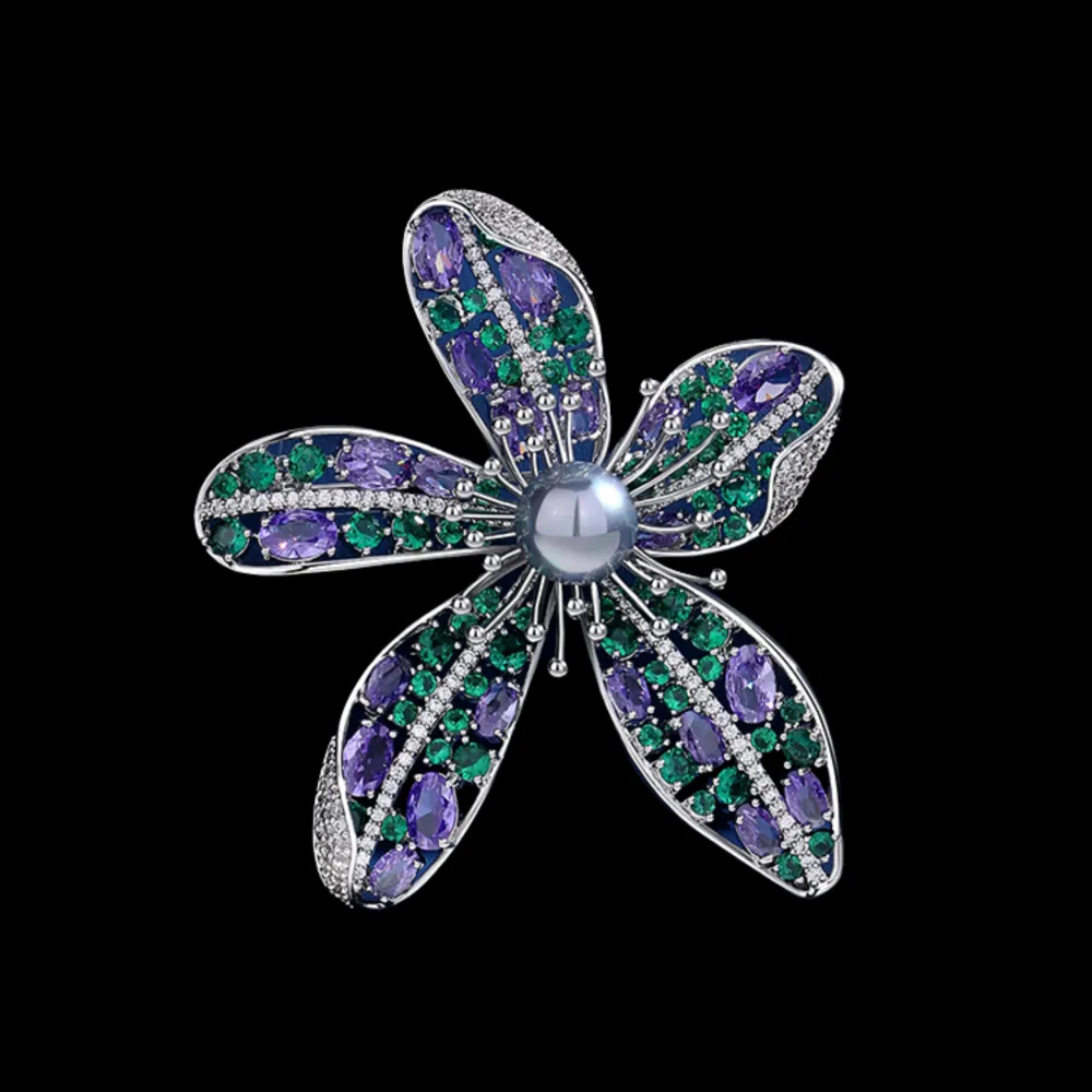 Ornate Pearl Center Brooch