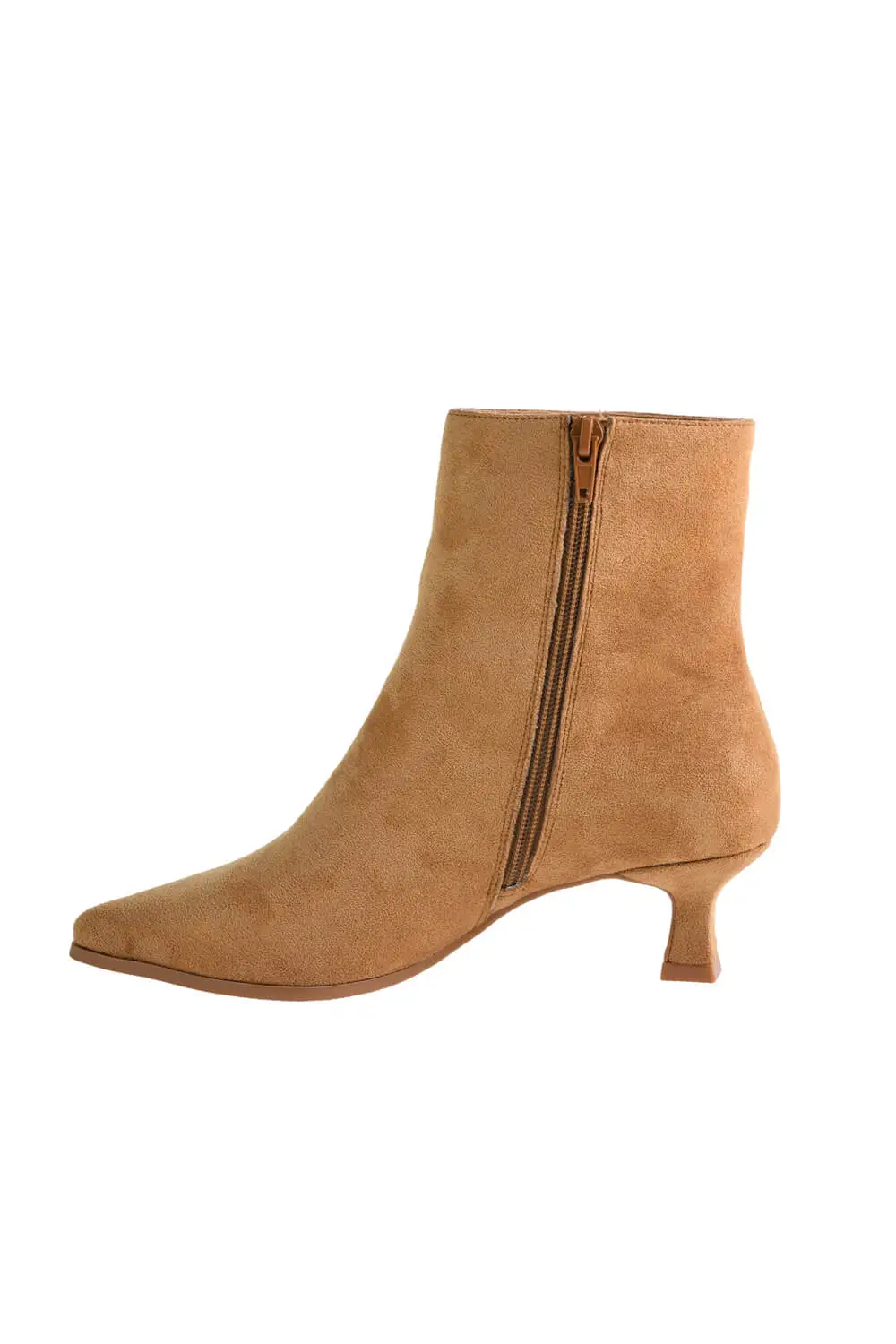 Suede Zip Entry Pointed Toe Ankle Bootie
