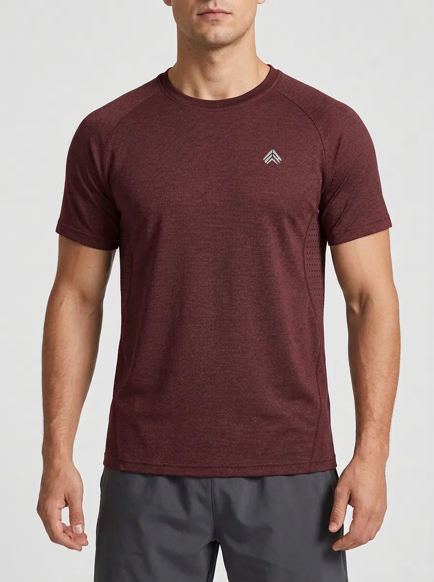 Men's Chevron Fitness Raglan Performance Sport Crewneck T-Shirt
