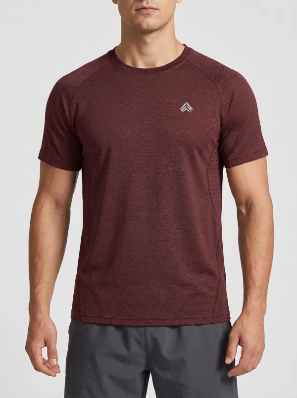 Men's Chevron Fitness Raglan Performance Sport Crewneck T-Shirt