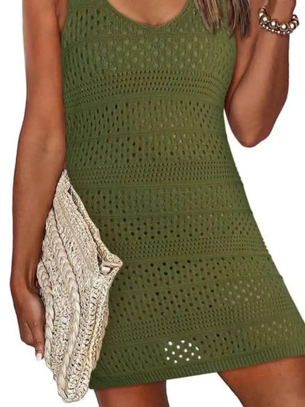 Crochet Knit Dress Side Swim Cover Up