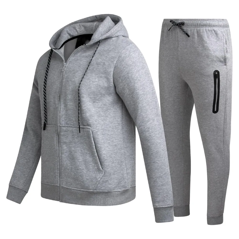 2 Piece Sweatsuit for Men with Zip Up Hoodie & Jogger Sweatpants