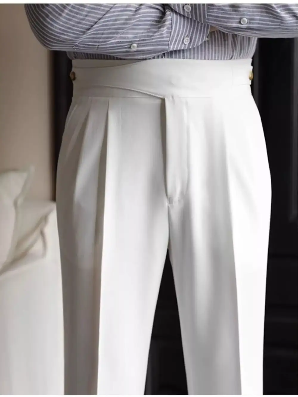 Men's Pleated Wide Leg Dress Pants