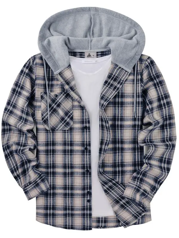 🧥 【Plus Size】Tall and Fat Plaid Patchwork Hooded Jacket Comfort. Warmth. Confidence — Designed for Every Body.