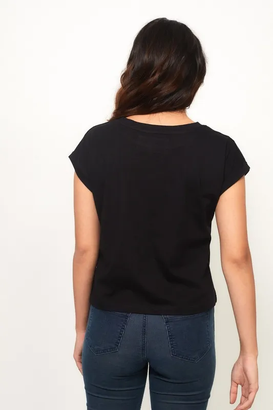 Black Pima Cotton Boxy Tee