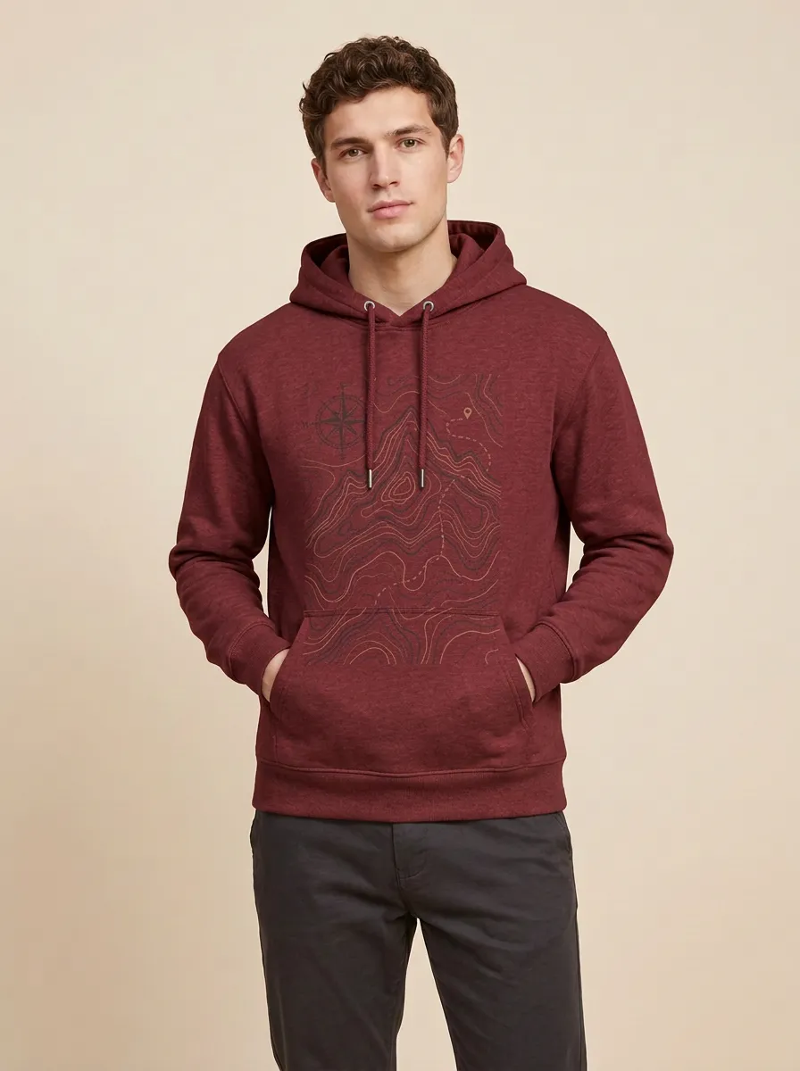 Men's Canyon Hiking Explorer Mountain Topographic Graphic Hoodie