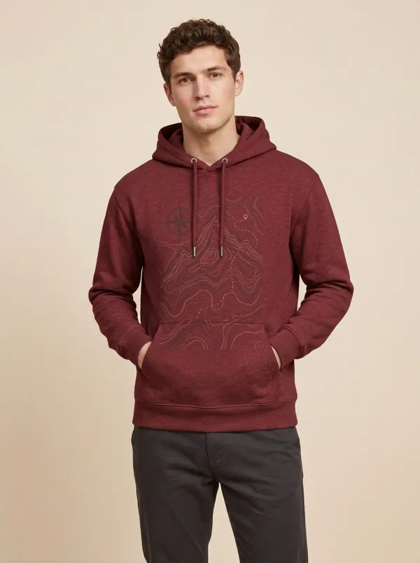 Men's Canyon Hiking Explorer Mountain Topographic Graphic Hoodie