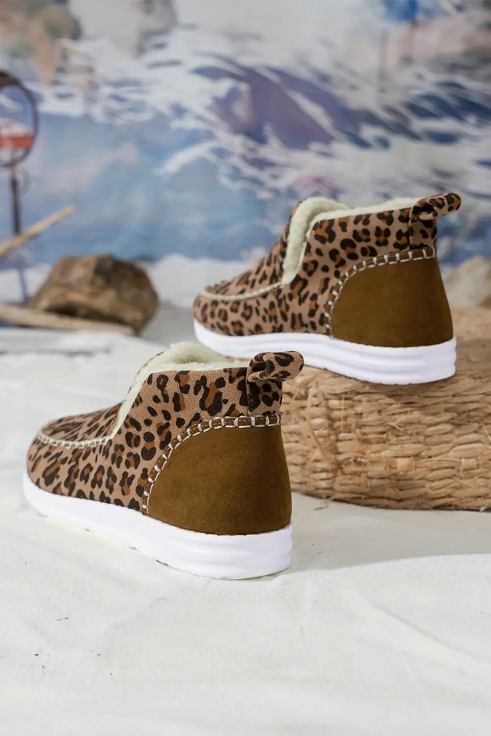 Leopard Fleece Lined Snow Boots
