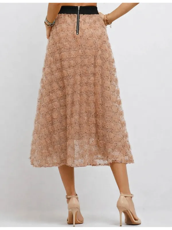 D Polka Dot Tulle Midi Skirt
