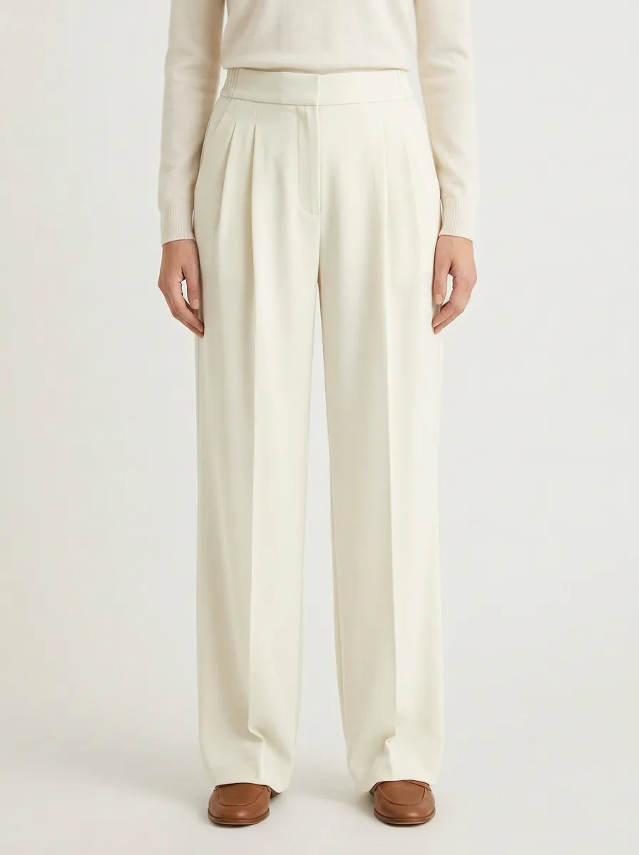 Tailored Contour Pleated Wide-Leg Trousers