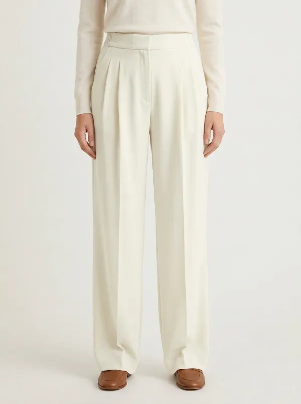 Tailored Contour Pleated Wide-Leg Trousers