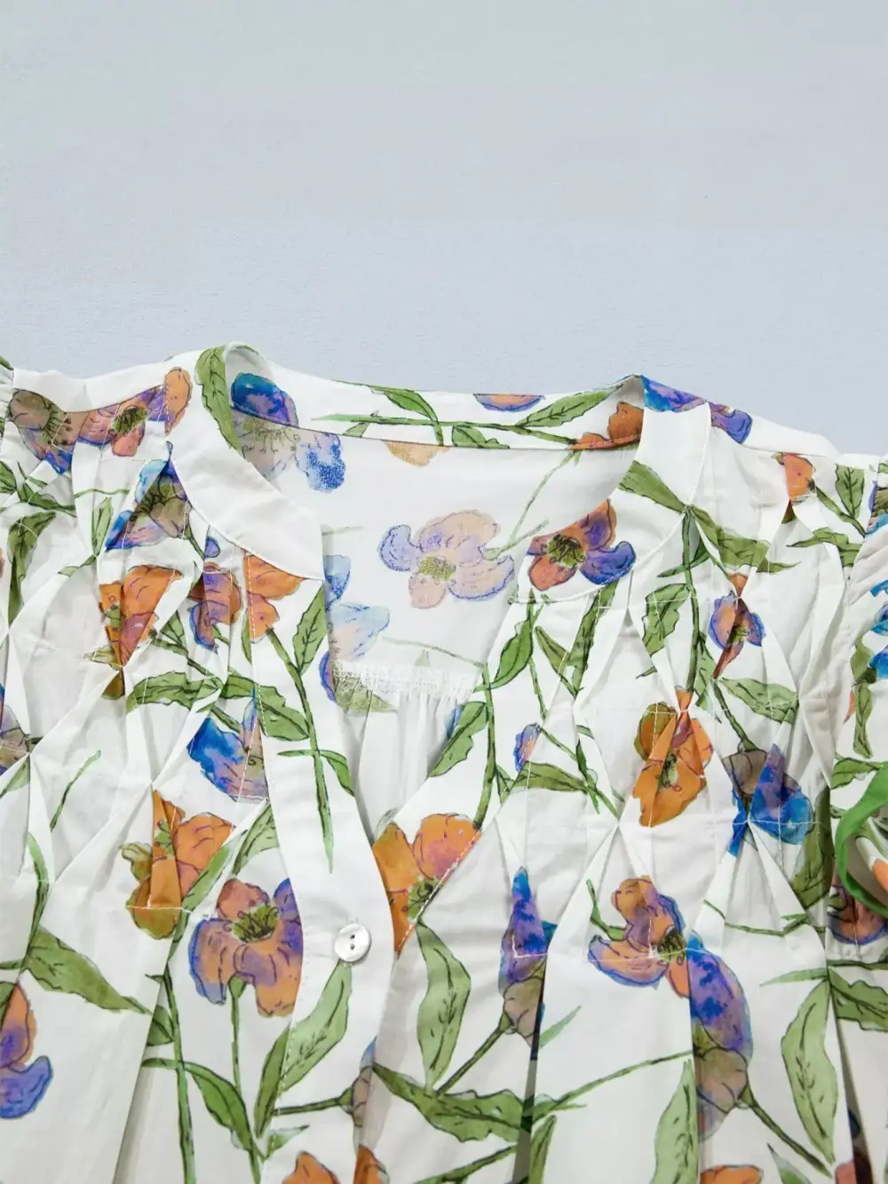 V-Neck Ruffled Floral Blouse