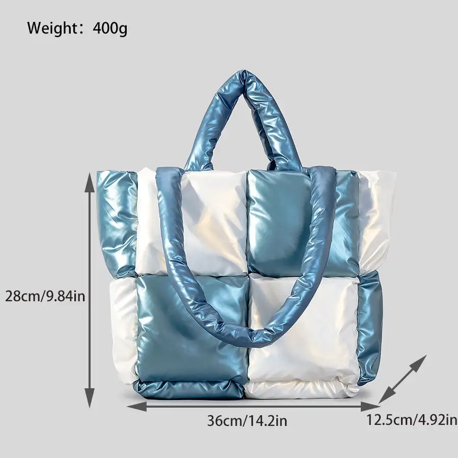 Winter Quilted Cotton Down Shoulder Handbag Horizontal Square