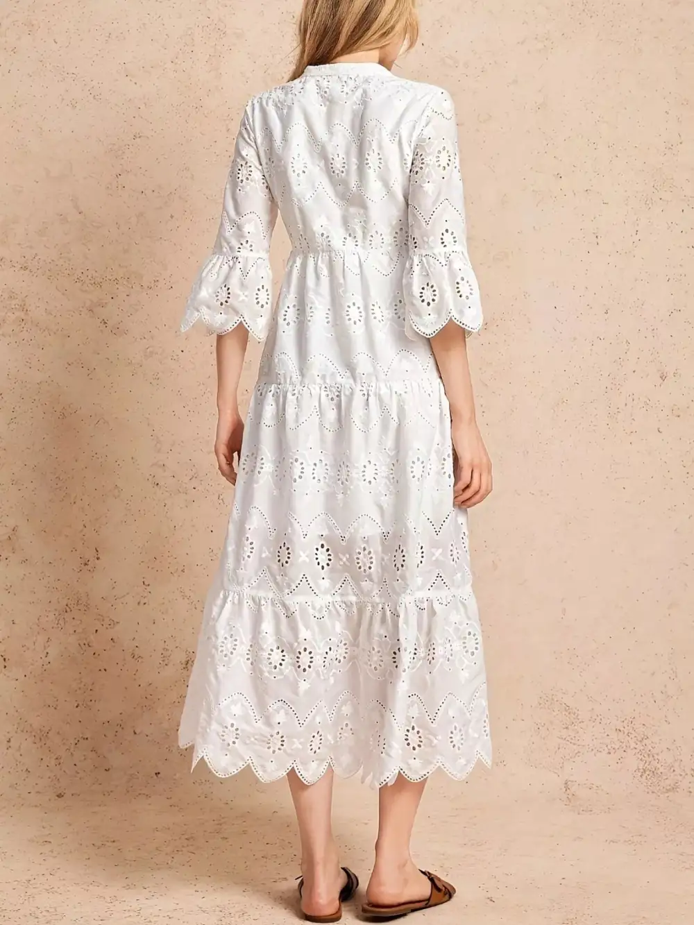 Eyelet Tiered Midi Dress
