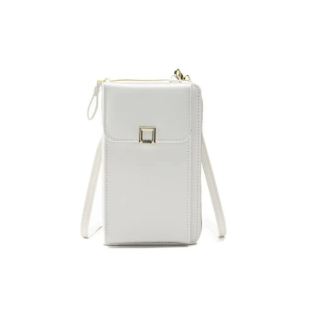 Solid Pu Leather Multifunctional Purse Mobile Phone One Shoulder