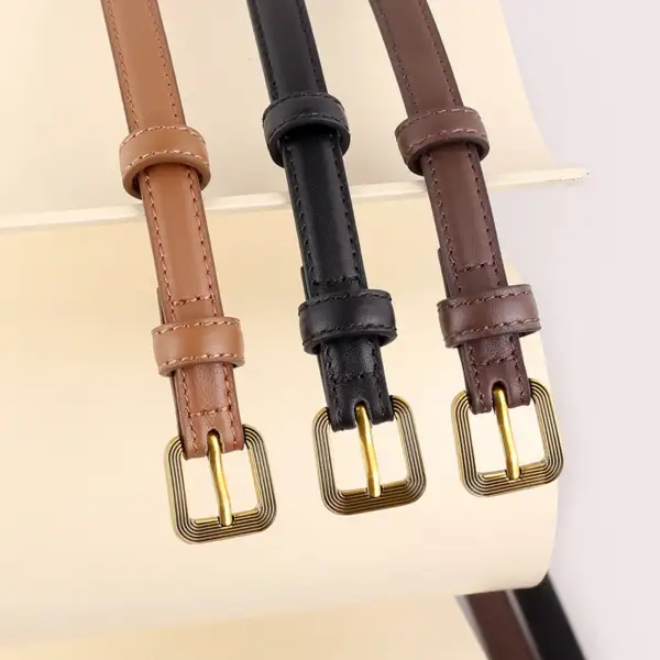 Everyday Leather Skinny Belt with Buckle