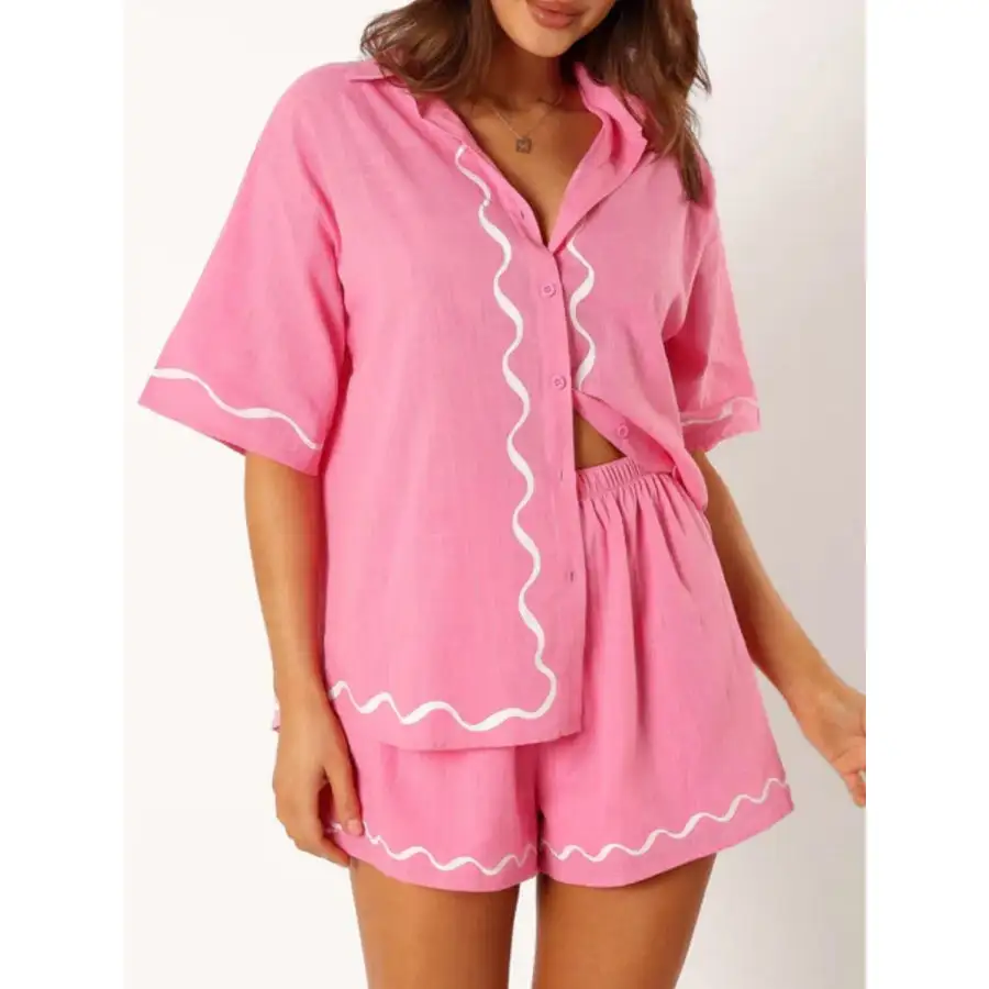 Button Up Half Sleeve Top and Shorts Set