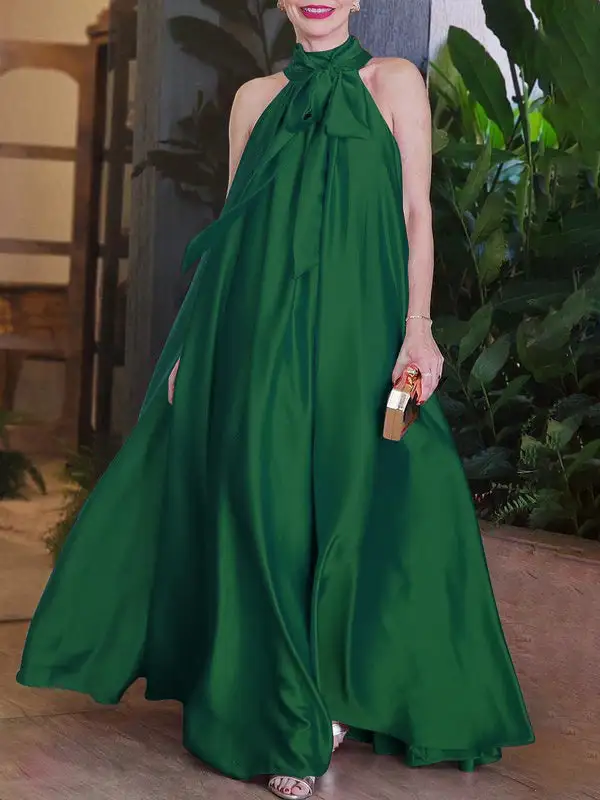 Losse Mouwloze Zakken Effen Kleur Gebonden Jumpsuits Met